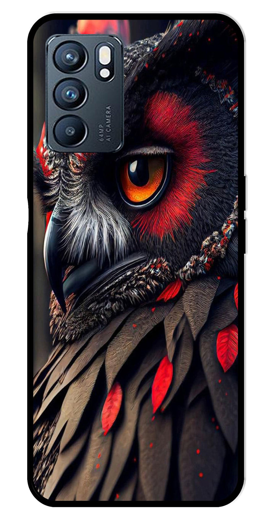 Owl Design Metal Mobile Case for Oppo Reno 6 5G   (Design No -26)