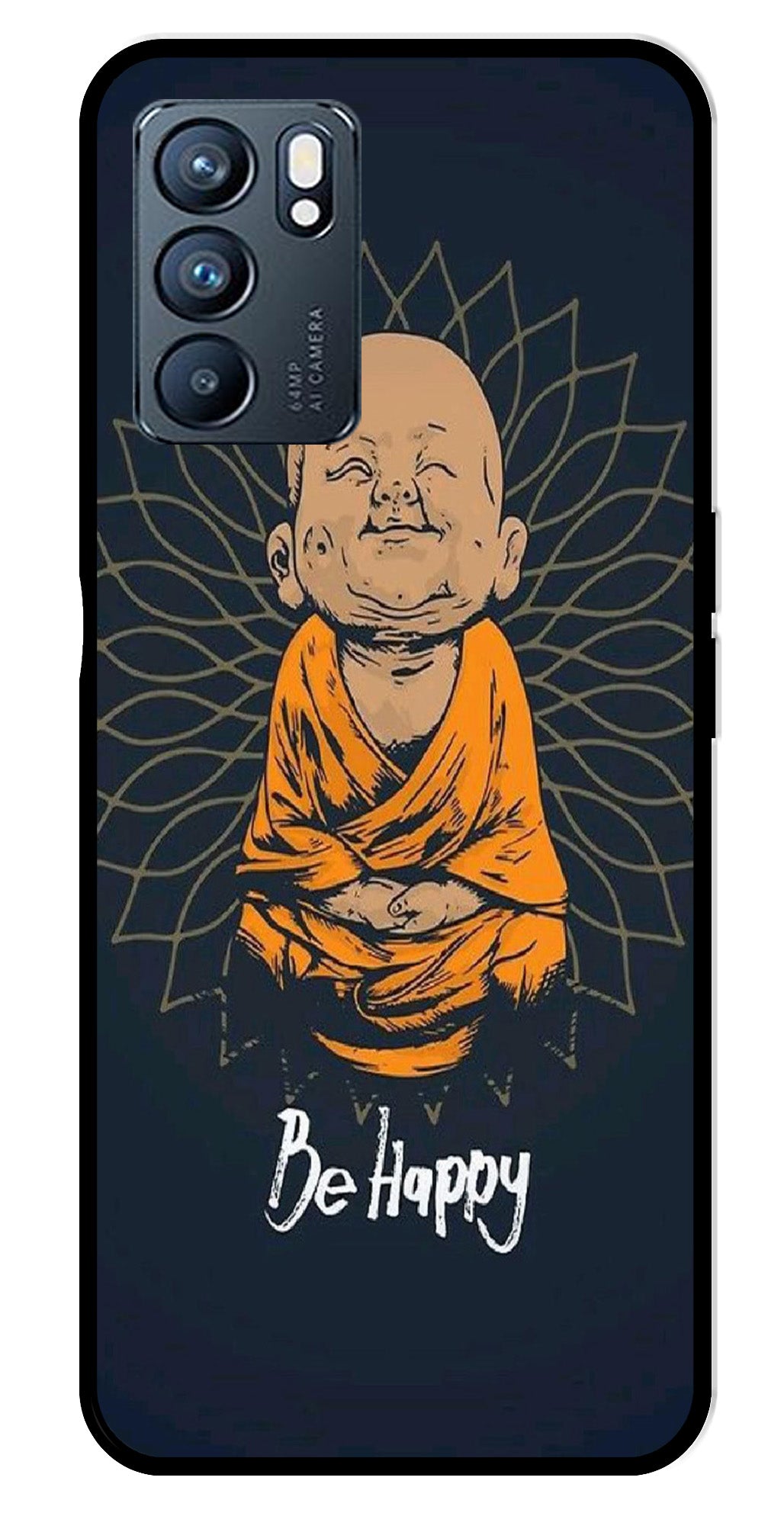 Be Happy Metal Mobile Case for Oppo Reno 6 5G   (Design No -27)