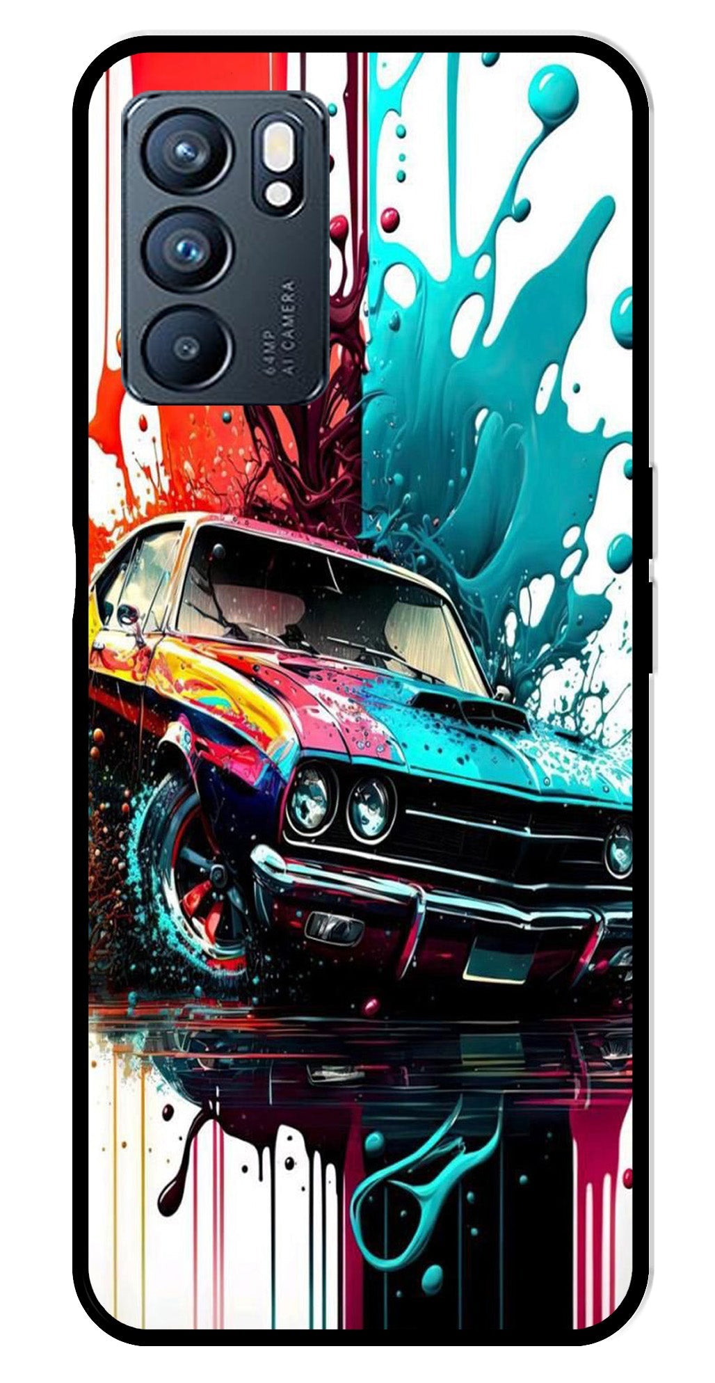 Vintage Car Metal Mobile Case for Oppo Reno 6 5G   (Design No -29)