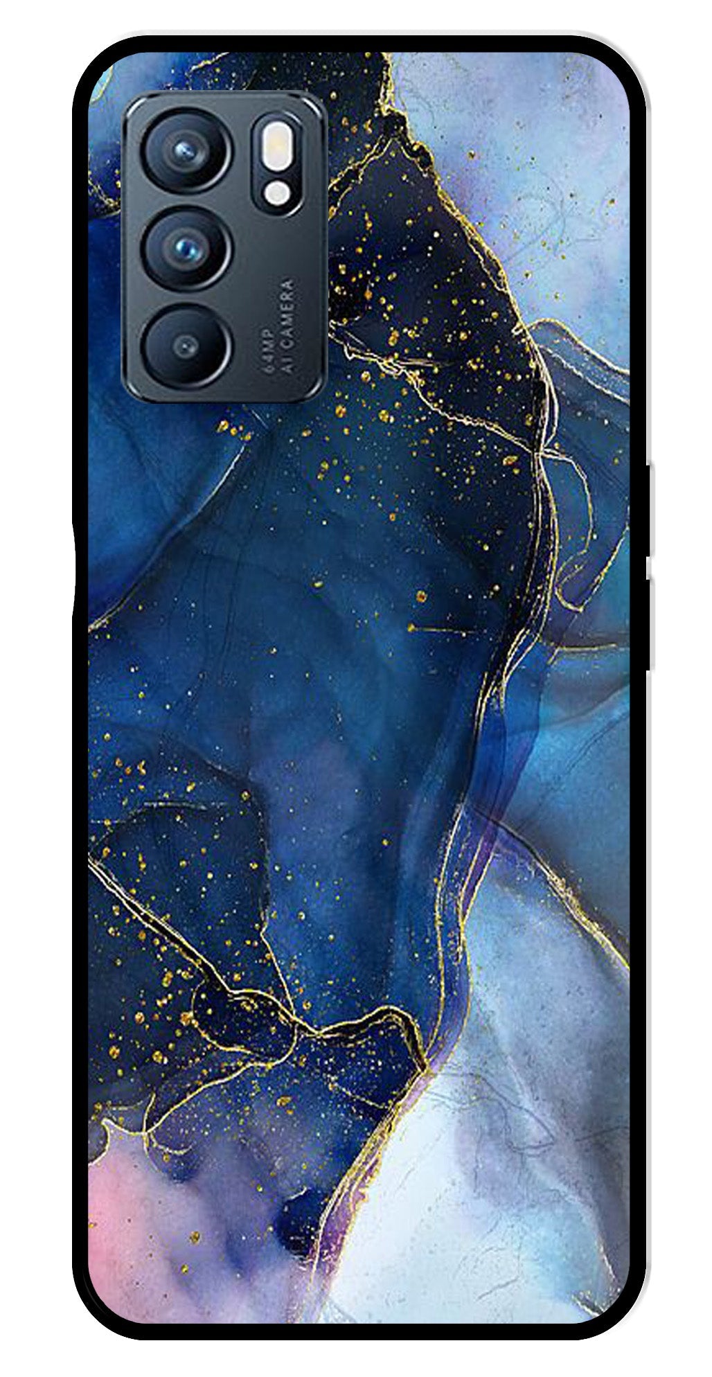 Blue Marble Metal Mobile Case for Oppo Reno 6 5G   (Design No -34)