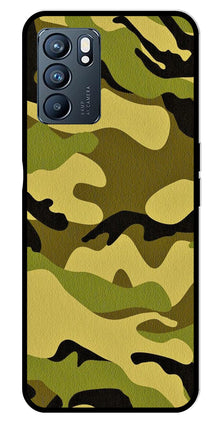 Army Pattern Metal Mobile Case for Oppo Reno 6 5G