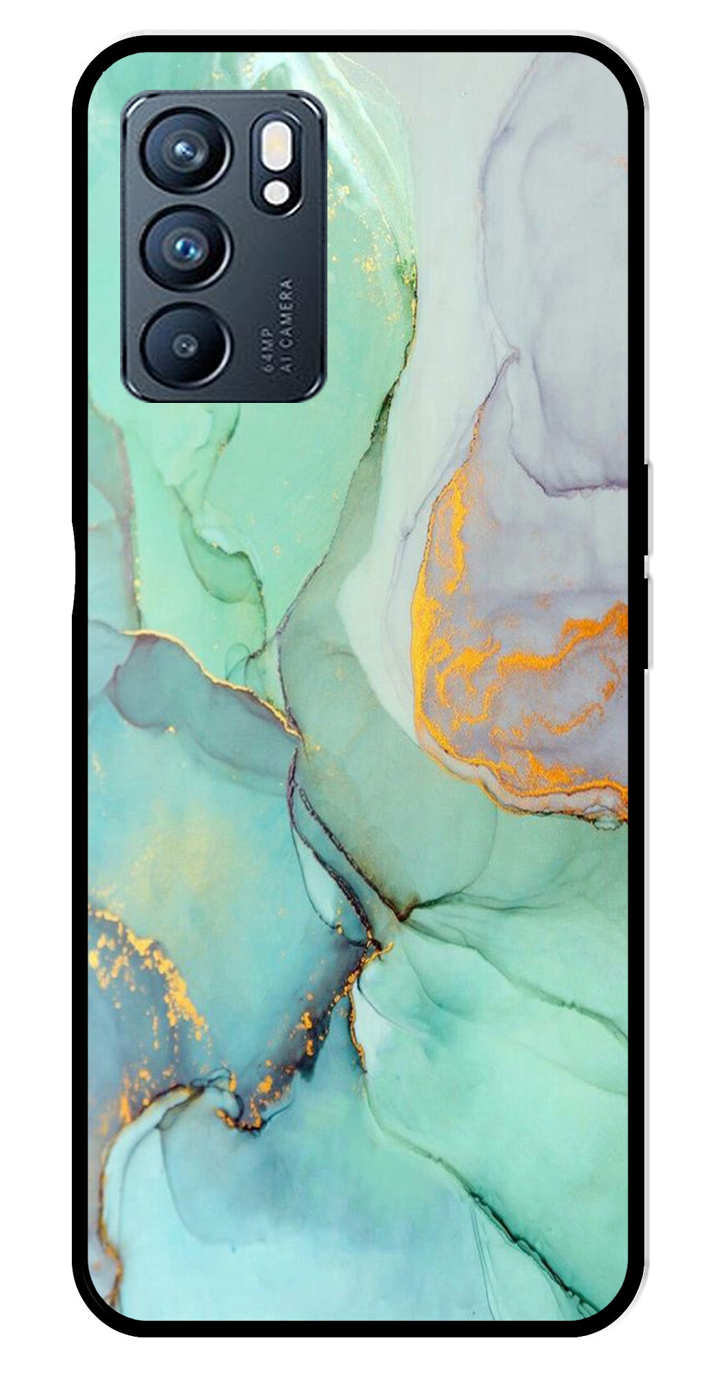 Marble Design Metal Mobile Case for Oppo Reno 6 5G   (Design No -46)