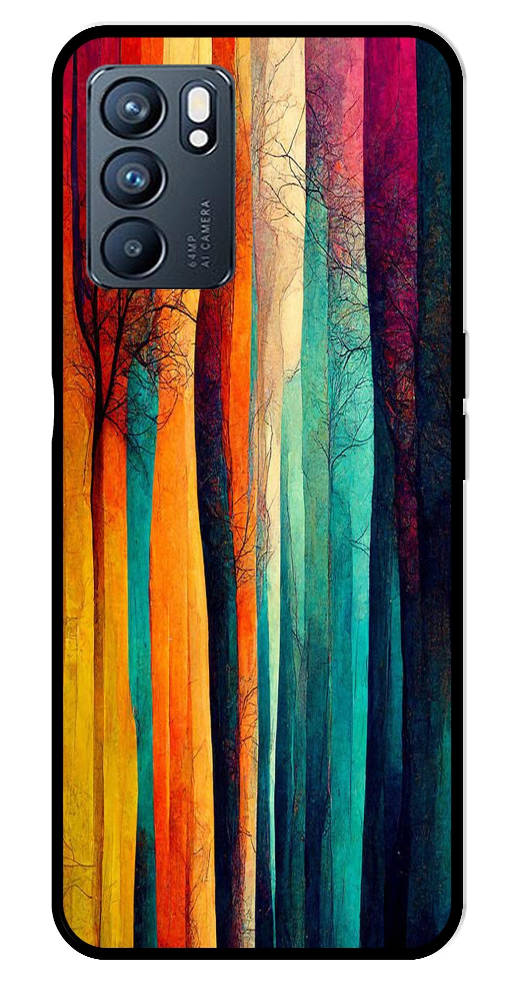 Modern Art Colorful Metal Mobile Case for Oppo Reno 6 5G   (Design No -47)