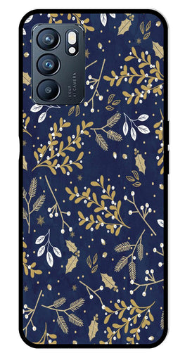 Floral Pattern  Metal Mobile Case for Oppo Reno 6 5G   (Design No -52)