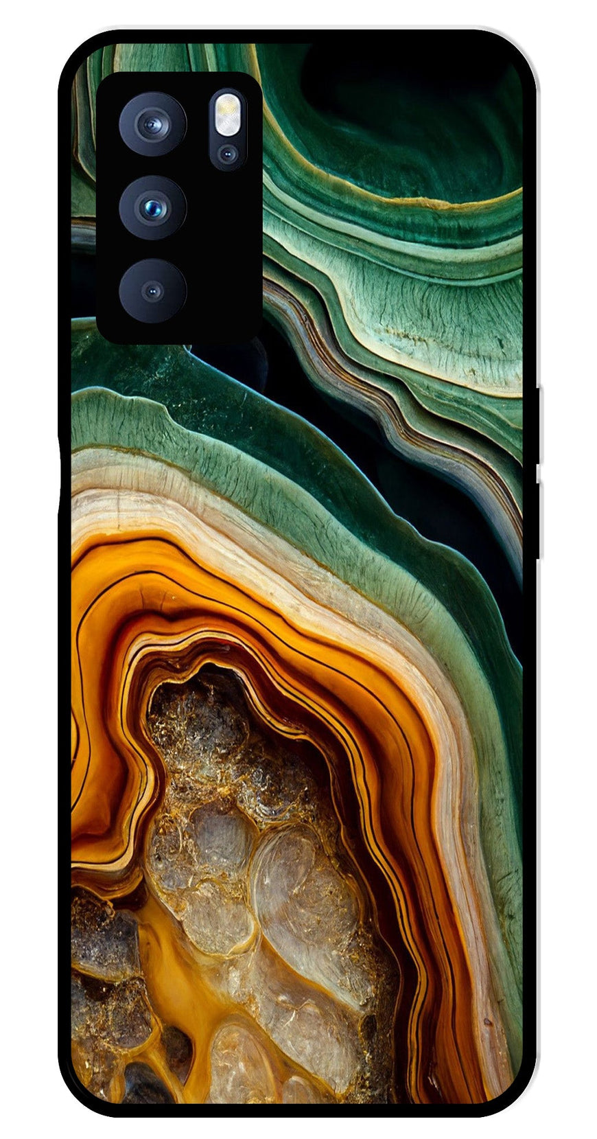 Marble Design Metal Mobile Case for Oppo Reno 6 Pro 5G   (Design No -28)