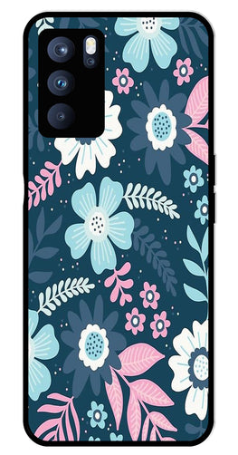 Flower Leaves Design Metal Mobile Case for Oppo Reno 6 Pro 5G   (Design No -50)