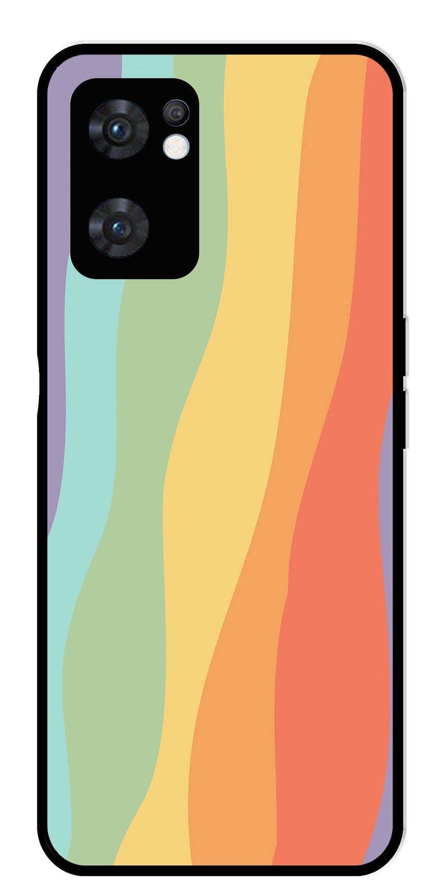 Muted Rainbow Metal Mobile Case for Oppo Reno 7 5G   (Design No -02)