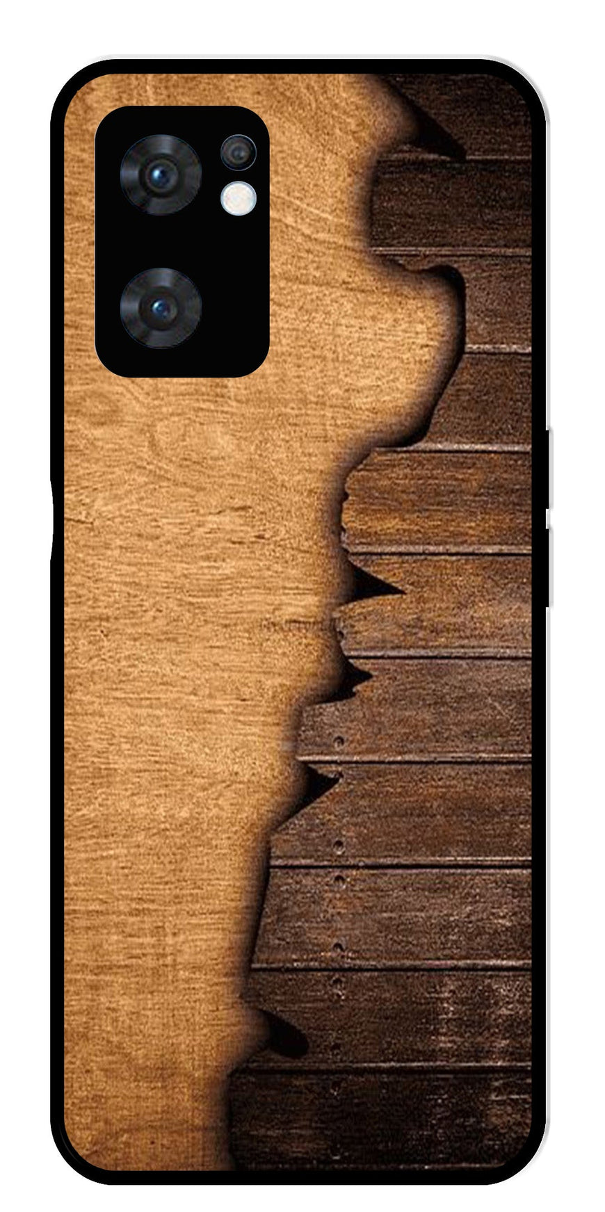 Wooden Design Metal Mobile Case for Oppo Reno 7 5G   (Design No -13)