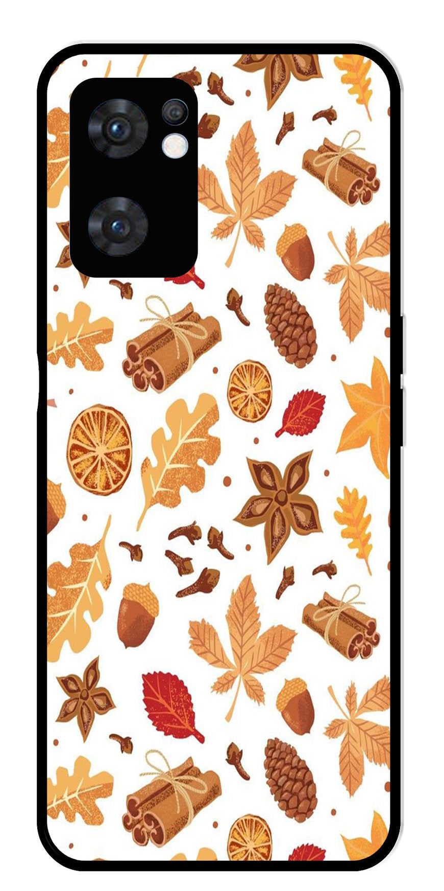 Autumn Leaf Metal Mobile Case for Oppo Reno 7 5G   (Design No -19)