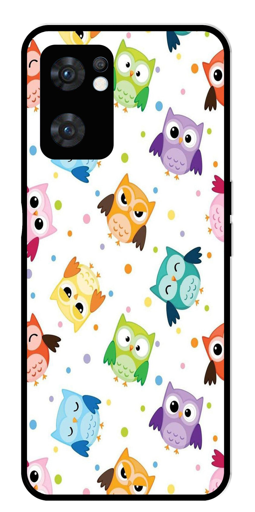 Owls Pattern Metal Mobile Case for Oppo Reno 7 5G   (Design No -20)