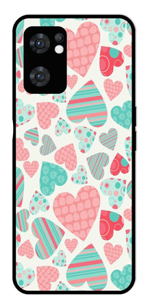 Hearts Pattern Metal Mobile Case for Oppo Reno 7 5G