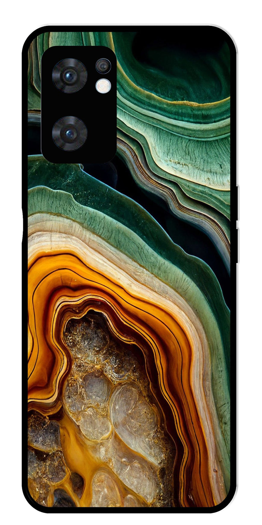 Marble Design Metal Mobile Case for Oppo Reno 7 5G   (Design No -28)