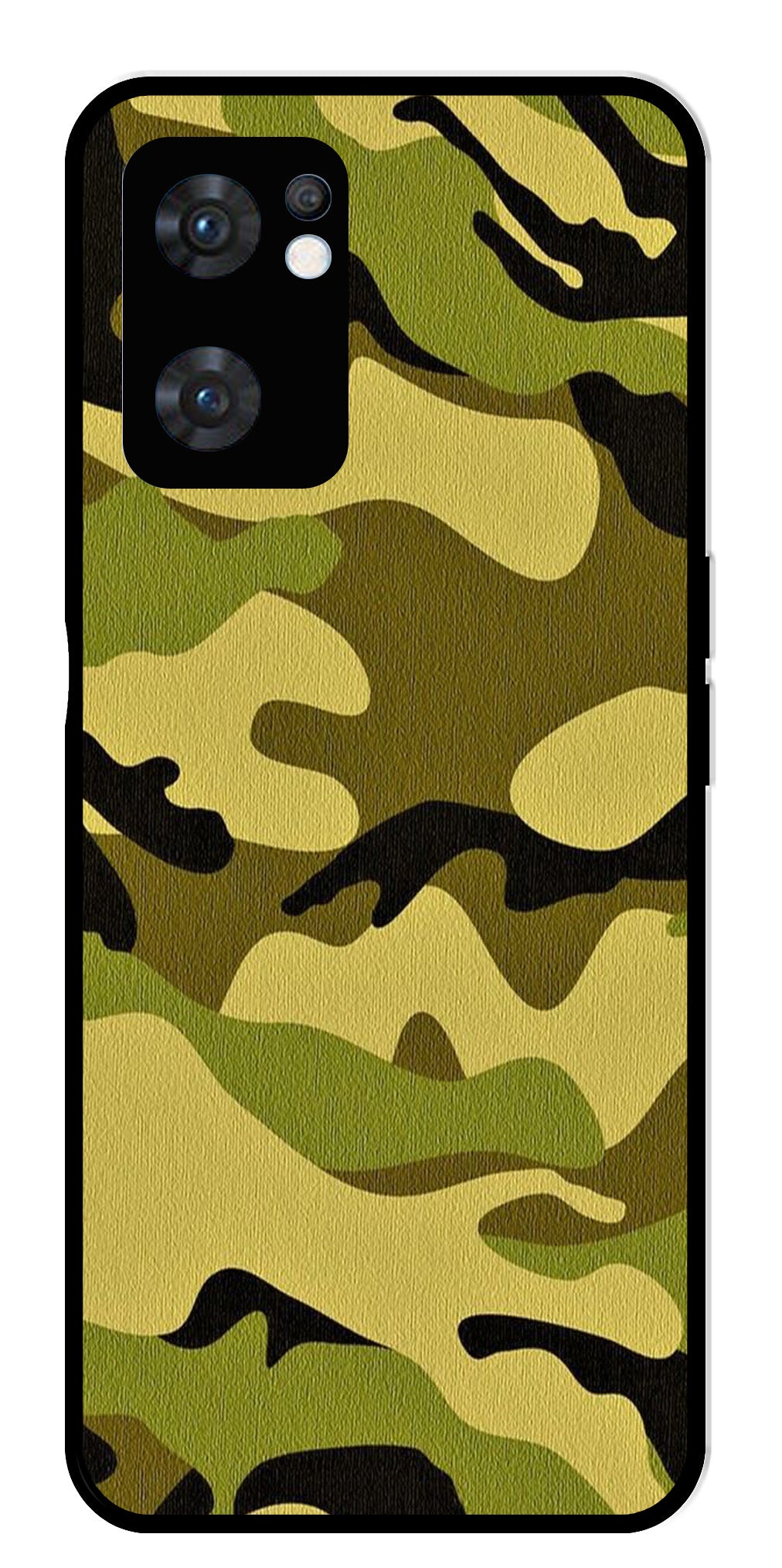 Army Pattern Metal Mobile Case for Oppo Reno 7 5G   (Design No -35)