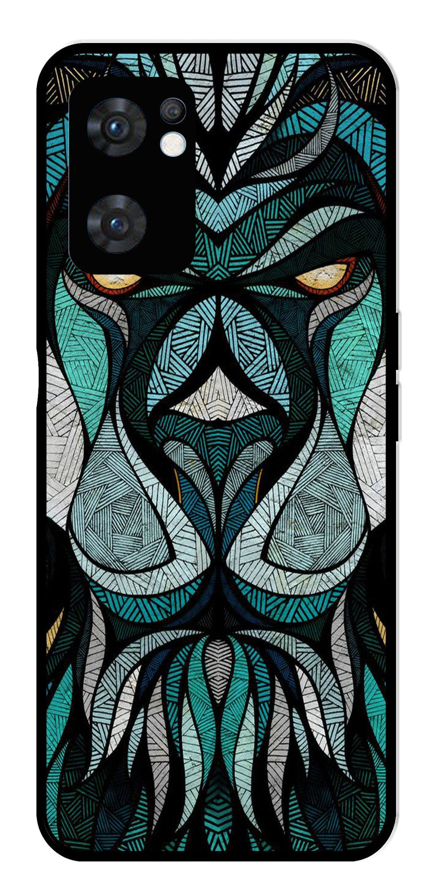 Lion Pattern Metal Mobile Case for Oppo Reno 7 5G   (Design No -40)