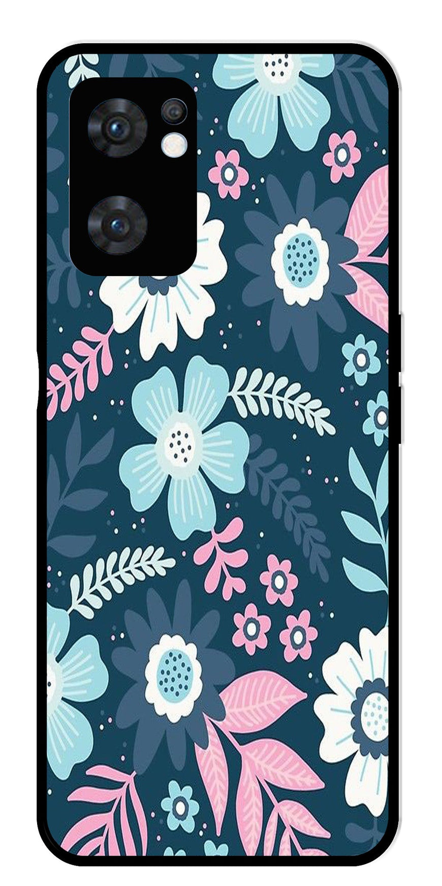 Flower Leaves Design Metal Mobile Case for Oppo Reno 7 5G   (Design No -50)