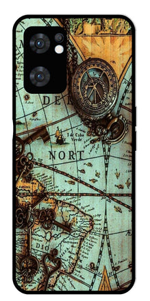 Map Design Metal Mobile Case for Oppo Reno 7 5G