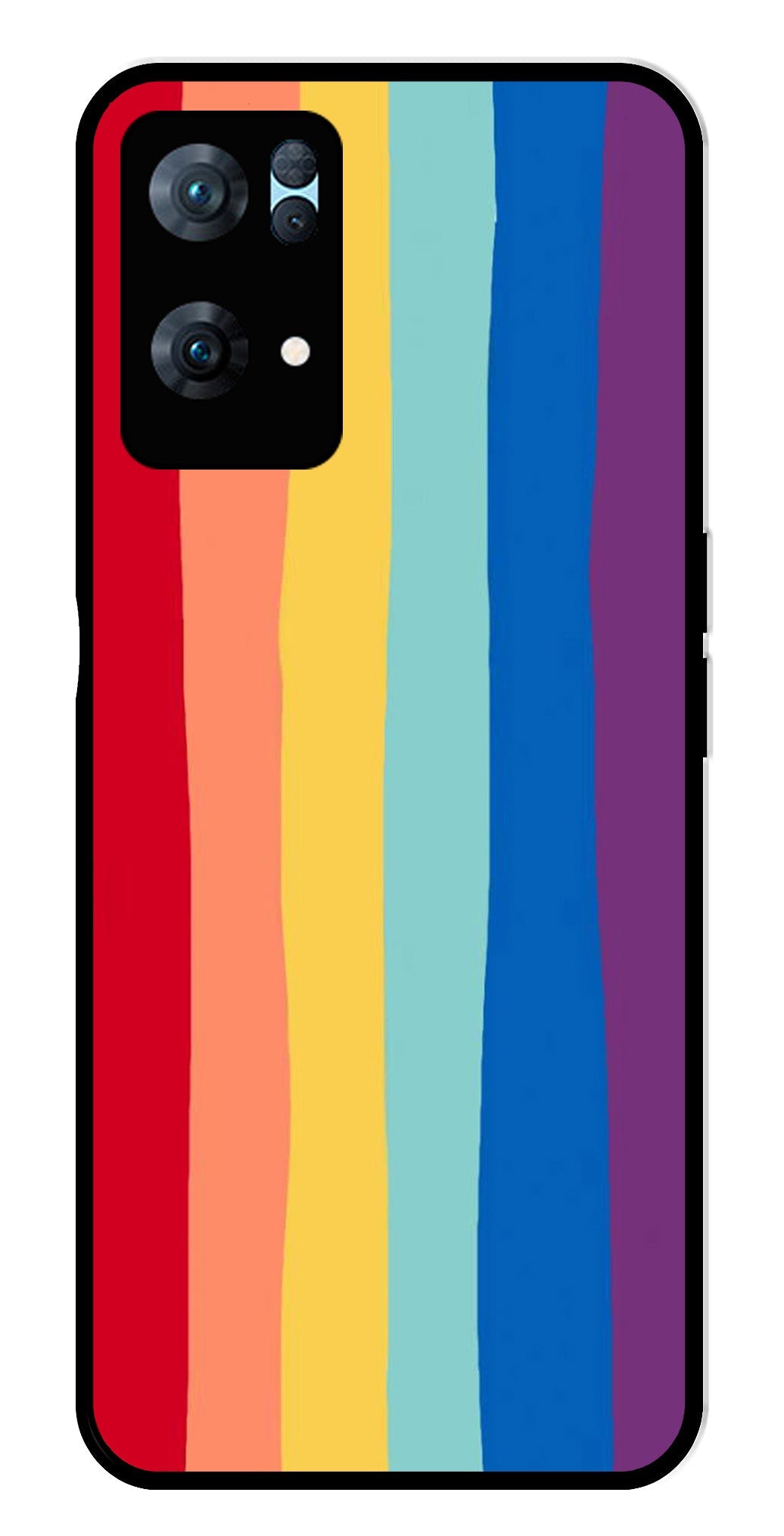 Rainbow MultiColor Metal Mobile Case for Oppo Reno 7 Pro 5G   (Design No -03)