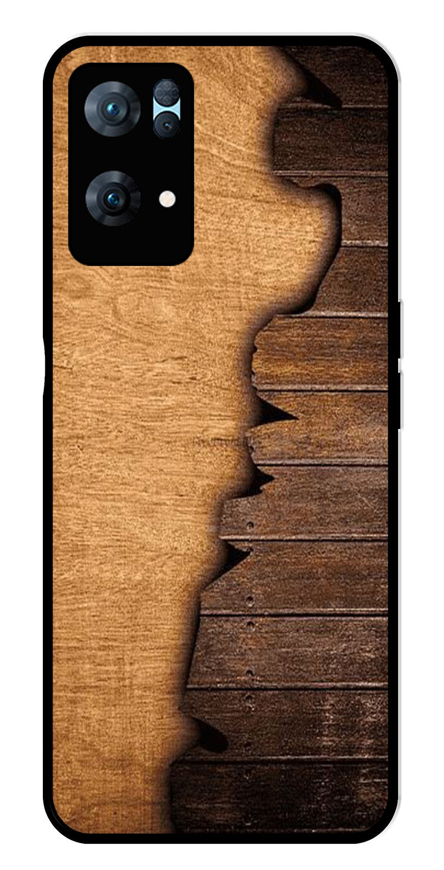 Wooden Design Metal Mobile Case for Oppo Reno 7 Pro 5G   (Design No -13)