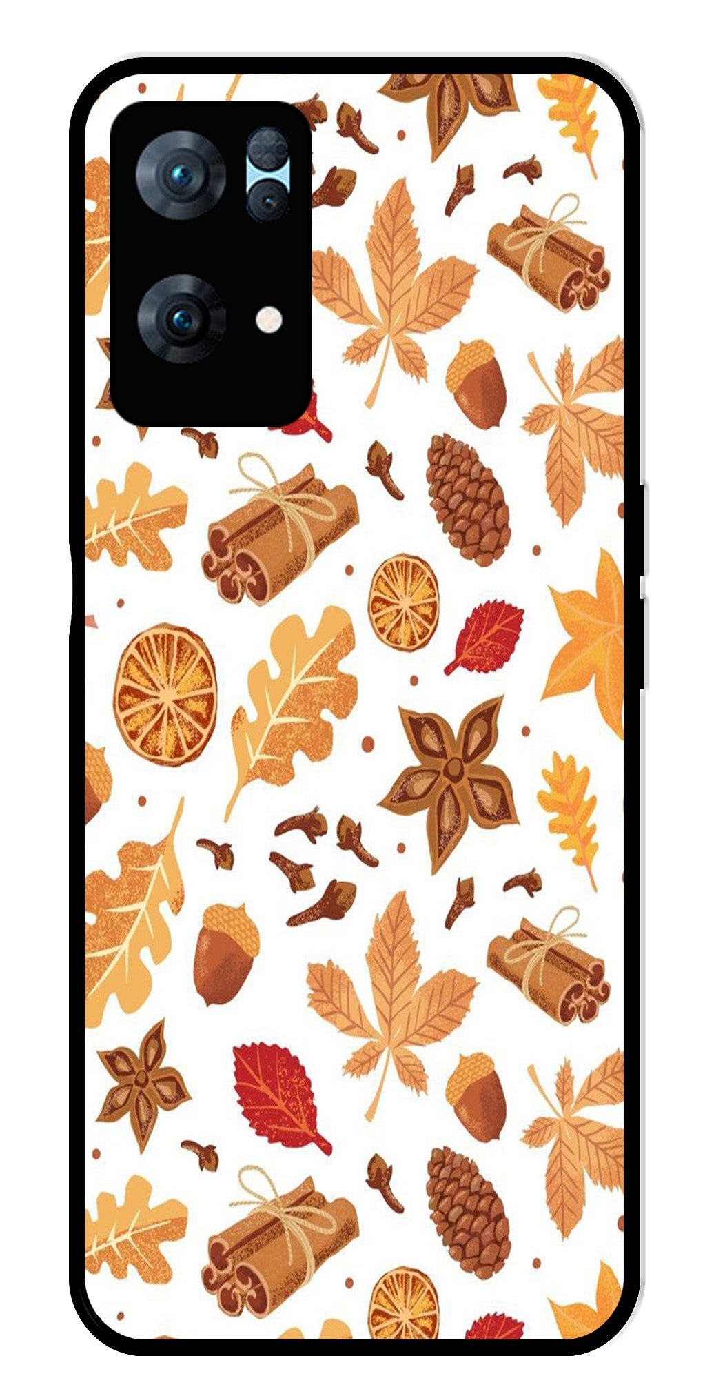 Autumn Leaf Metal Mobile Case for Oppo Reno 7 Pro 5G   (Design No -19)