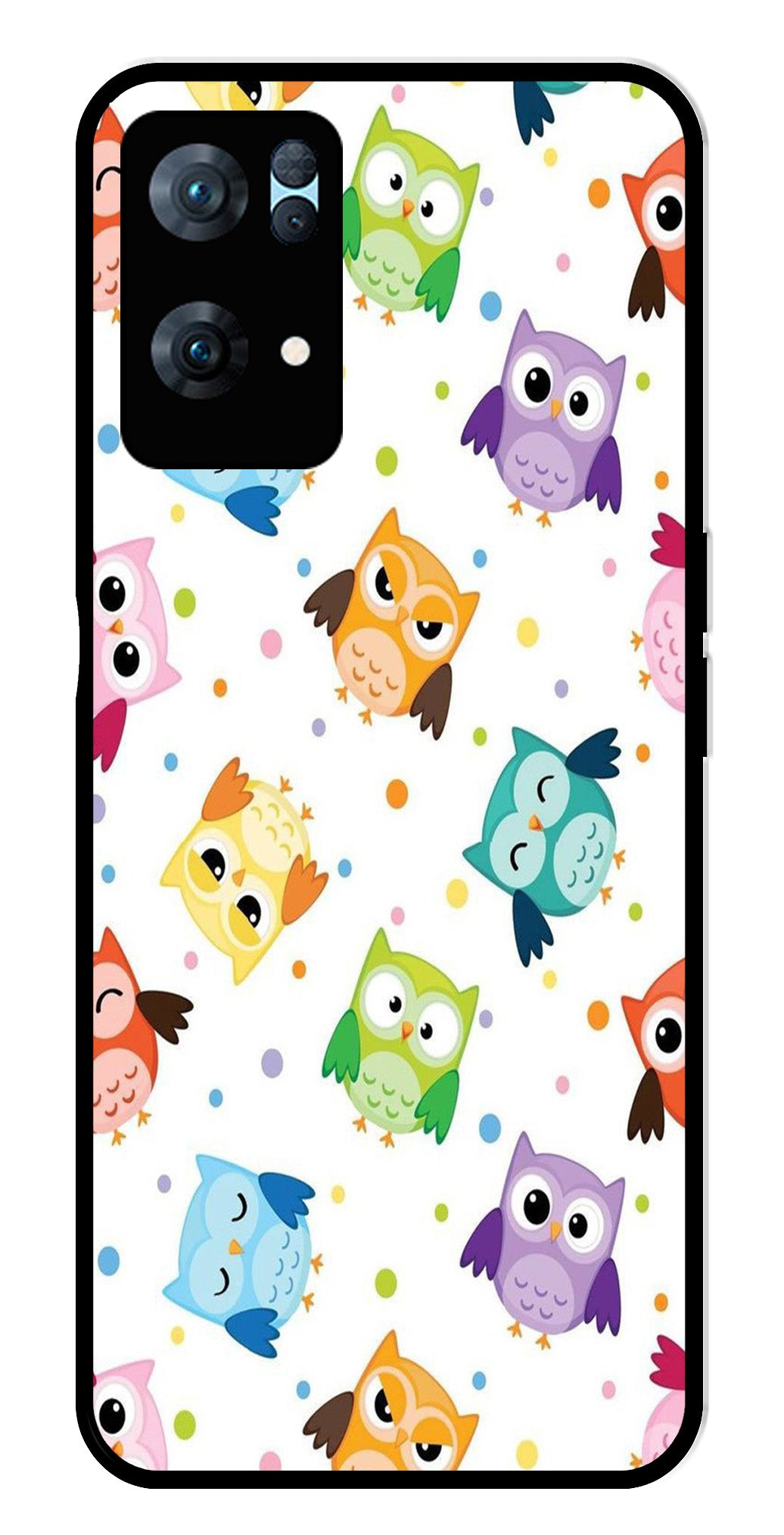 Owls Pattern Metal Mobile Case for Oppo Reno 7 Pro 5G   (Design No -20)