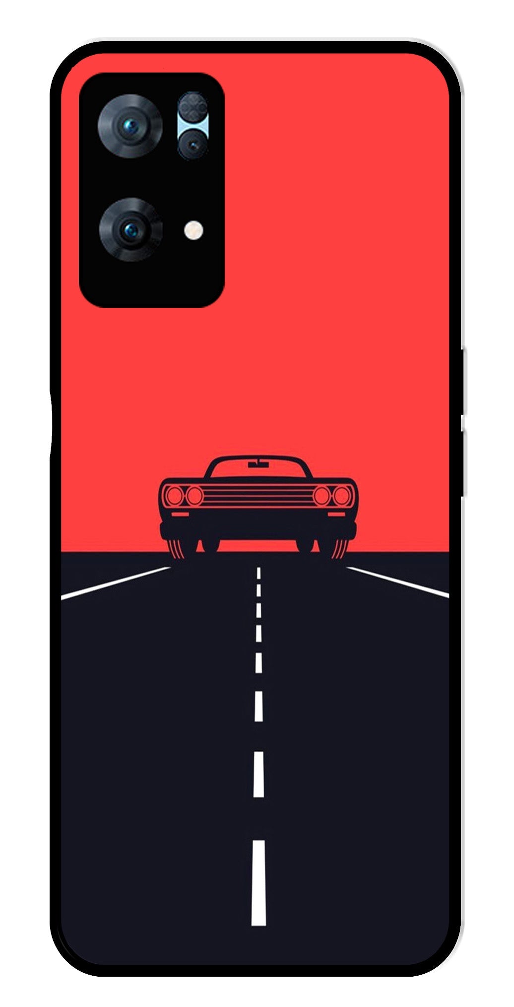 Car Lover Metal Mobile Case for Oppo Reno 7 Pro 5G   (Design No -21)