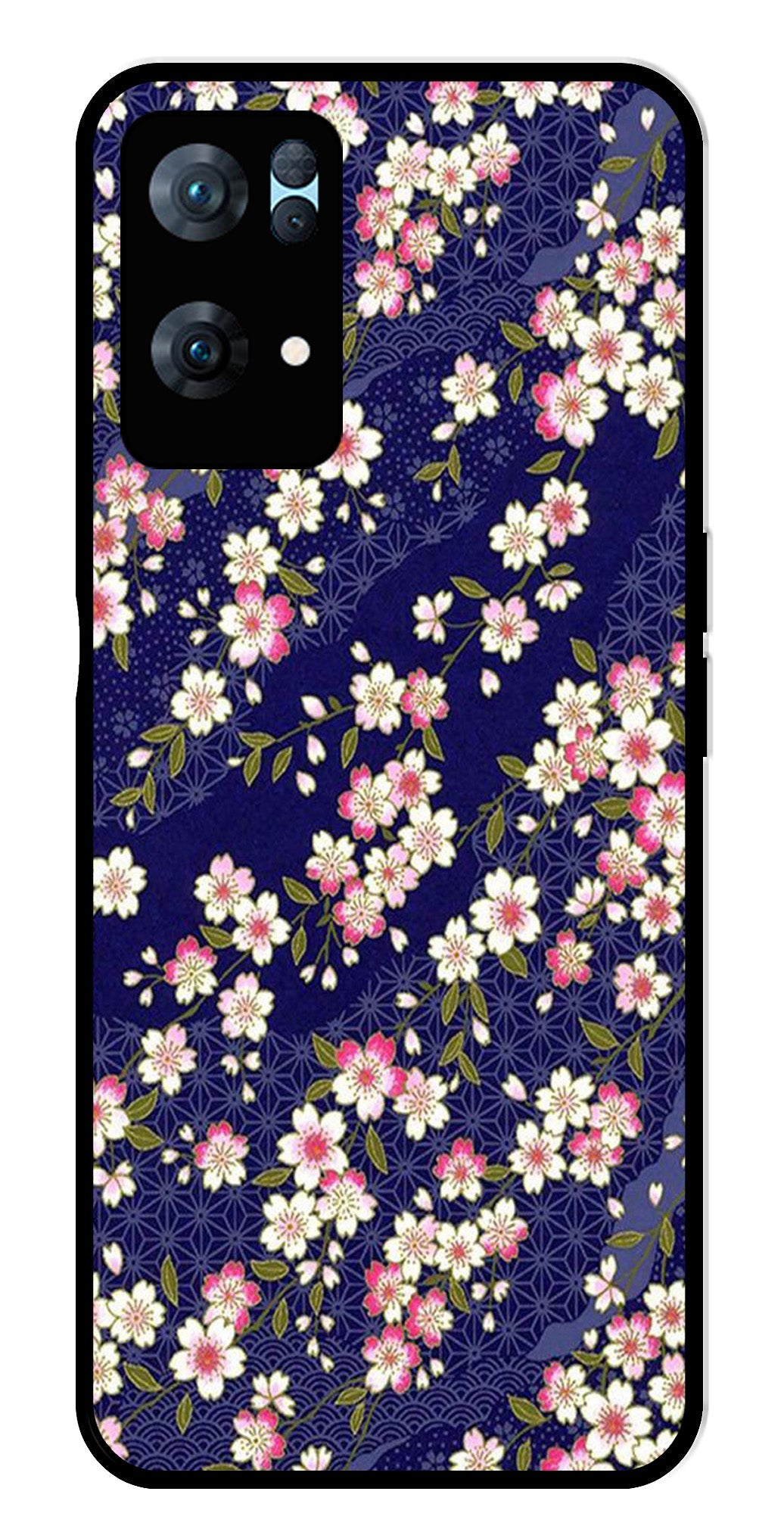 Flower Design Metal Mobile Case for Oppo Reno 7 Pro 5G   (Design No -25)