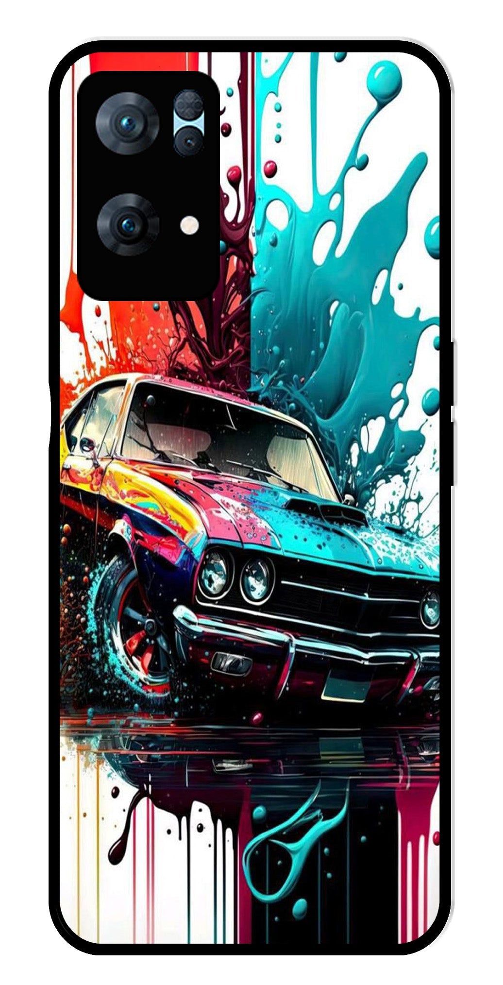 Vintage Car Metal Mobile Case for Oppo Reno 7 Pro 5G   (Design No -29)