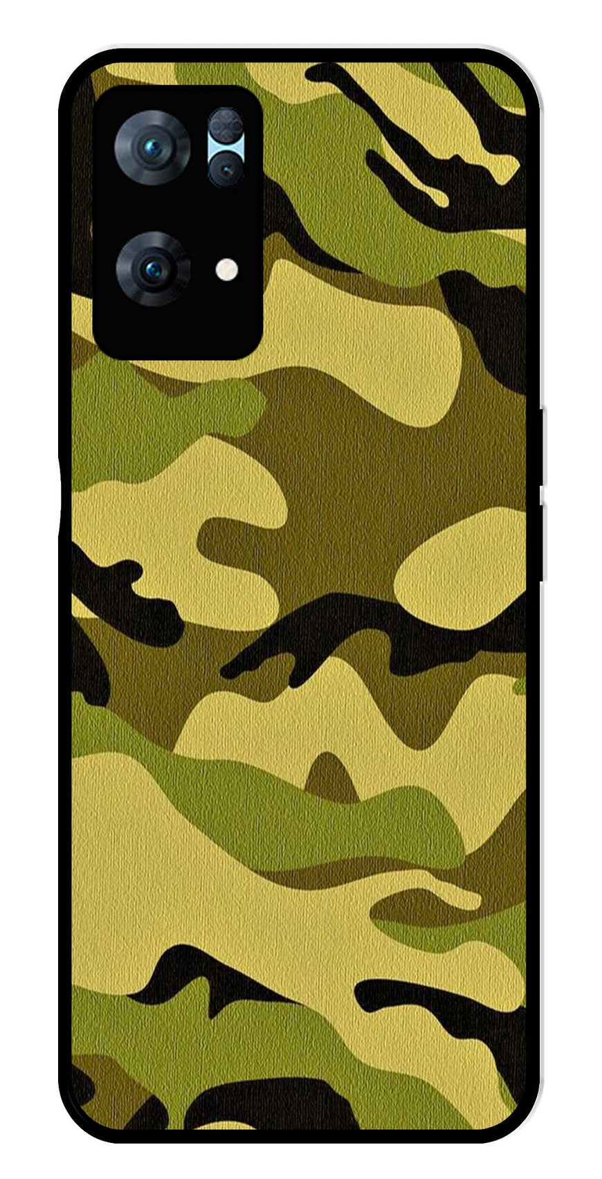 Army Pattern Metal Mobile Case for Oppo Reno 7 Pro 5G   (Design No -35)