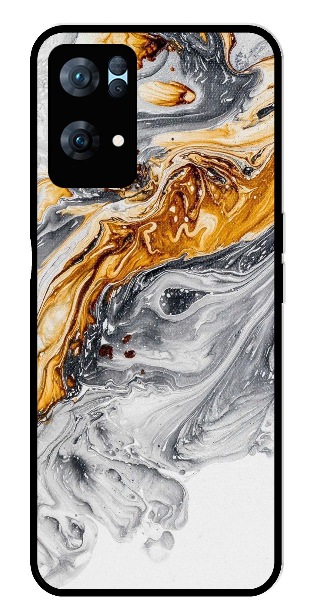 Marble Pattern Metal Mobile Case for Oppo Reno 7 Pro 5G   (Design No -36)