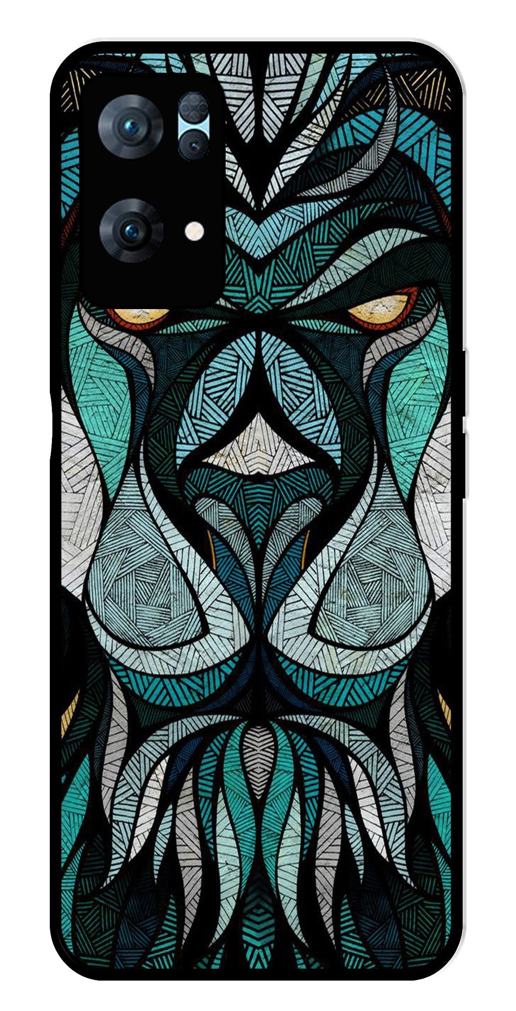 Lion Pattern Metal Mobile Case for Oppo Reno 7 Pro 5G   (Design No -40)