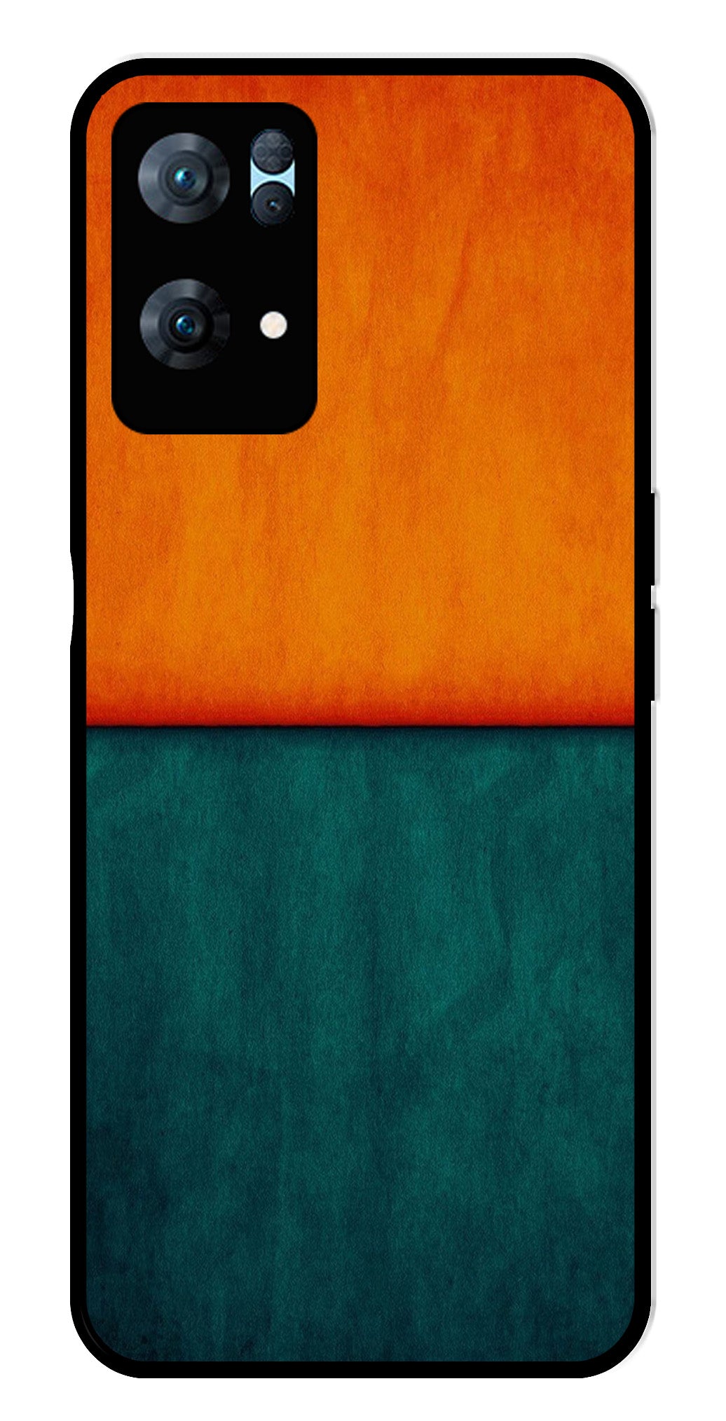 Orange Green Pattern Metal Mobile Case for Oppo Reno 7 Pro 5G   (Design No -45)