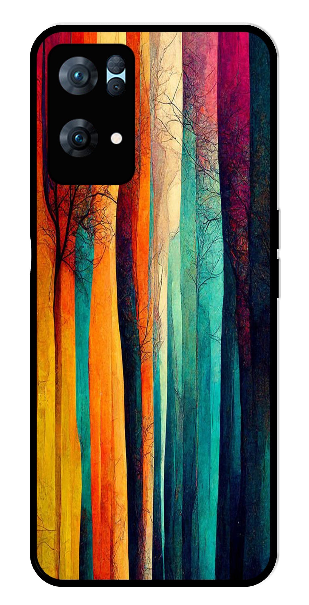 Modern Art Colorful Metal Mobile Case for Oppo Reno 7 Pro 5G   (Design No -47)