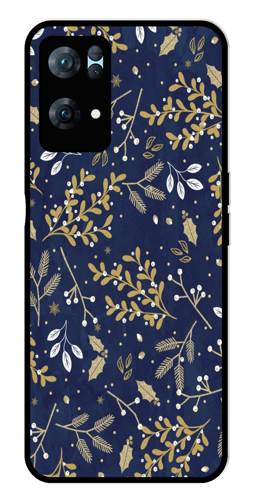 Floral Pattern  Metal Mobile Case for Oppo Reno 7 Pro 5G   (Design No -52)