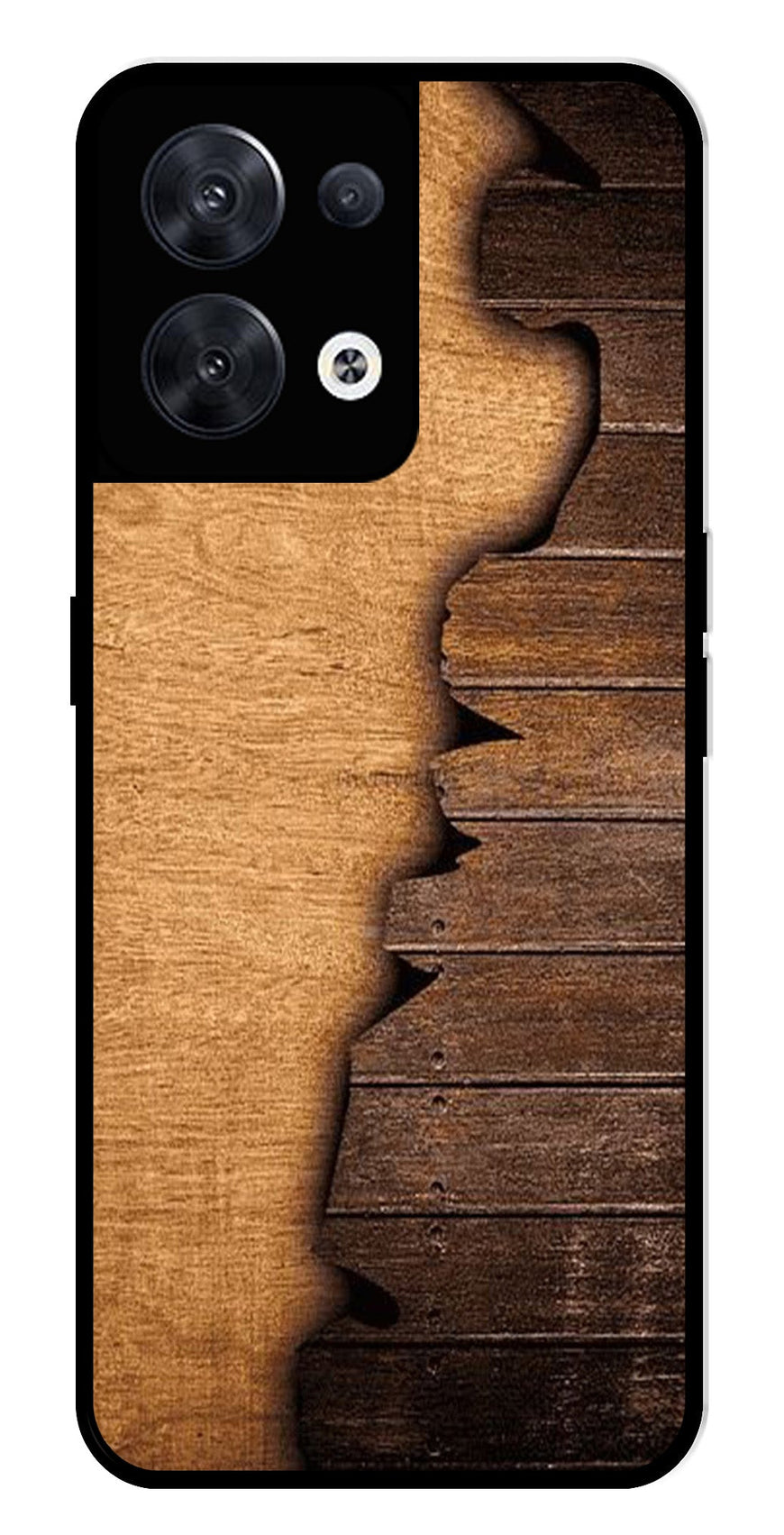 Wooden Design Metal Mobile Case for Oppo Reno 8 5G   (Design No -13)