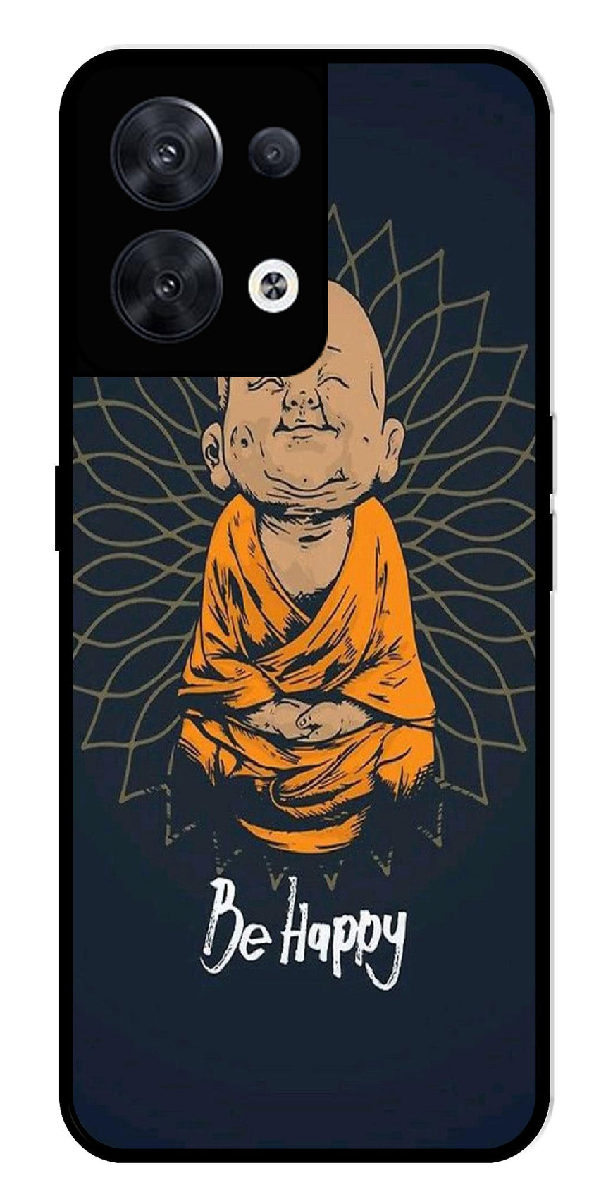 Be Happy Metal Mobile Case for Oppo Reno 8 5G   (Design No -27)