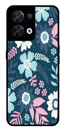 Flower Leaves Design Metal Mobile Case for Oppo Reno 8 5G   (Design No -50)