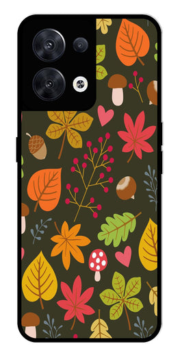 Leaves Design Metal Mobile Case for Oppo Reno 8 5G   (Design No -51)