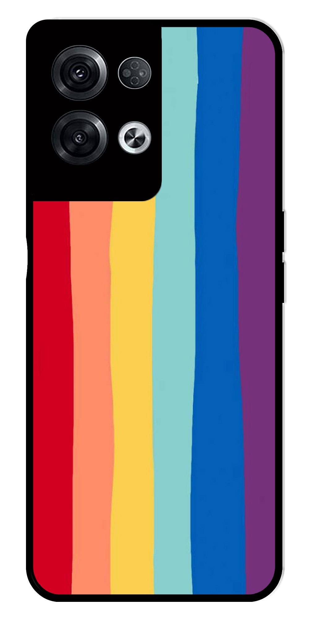 Rainbow MultiColor Metal Mobile Case for Oppo Reno 8 Pro 5G   (Design No -03)