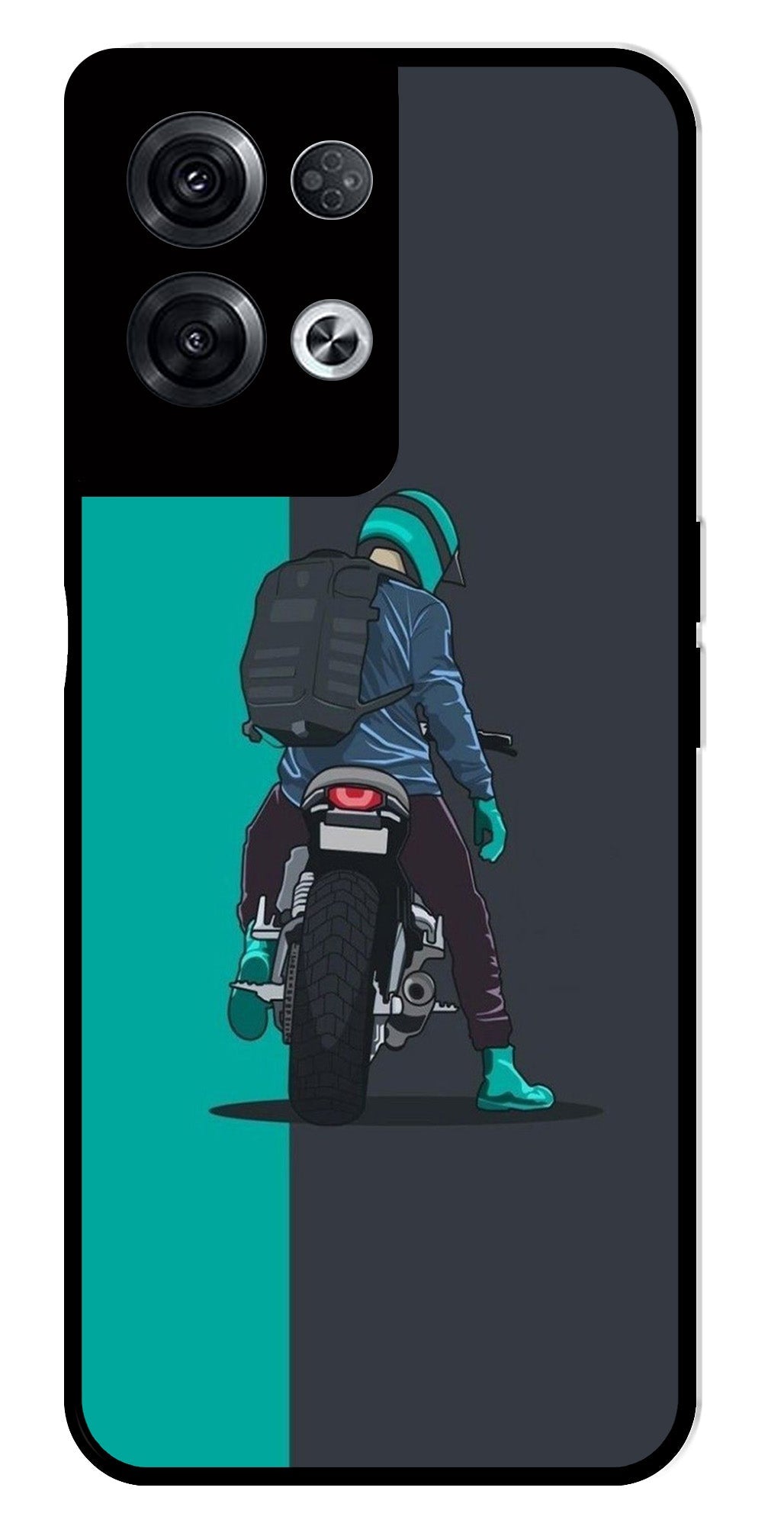 Bike Lover Metal Mobile Case for Oppo Reno 8 Pro 5G   (Design No -05)