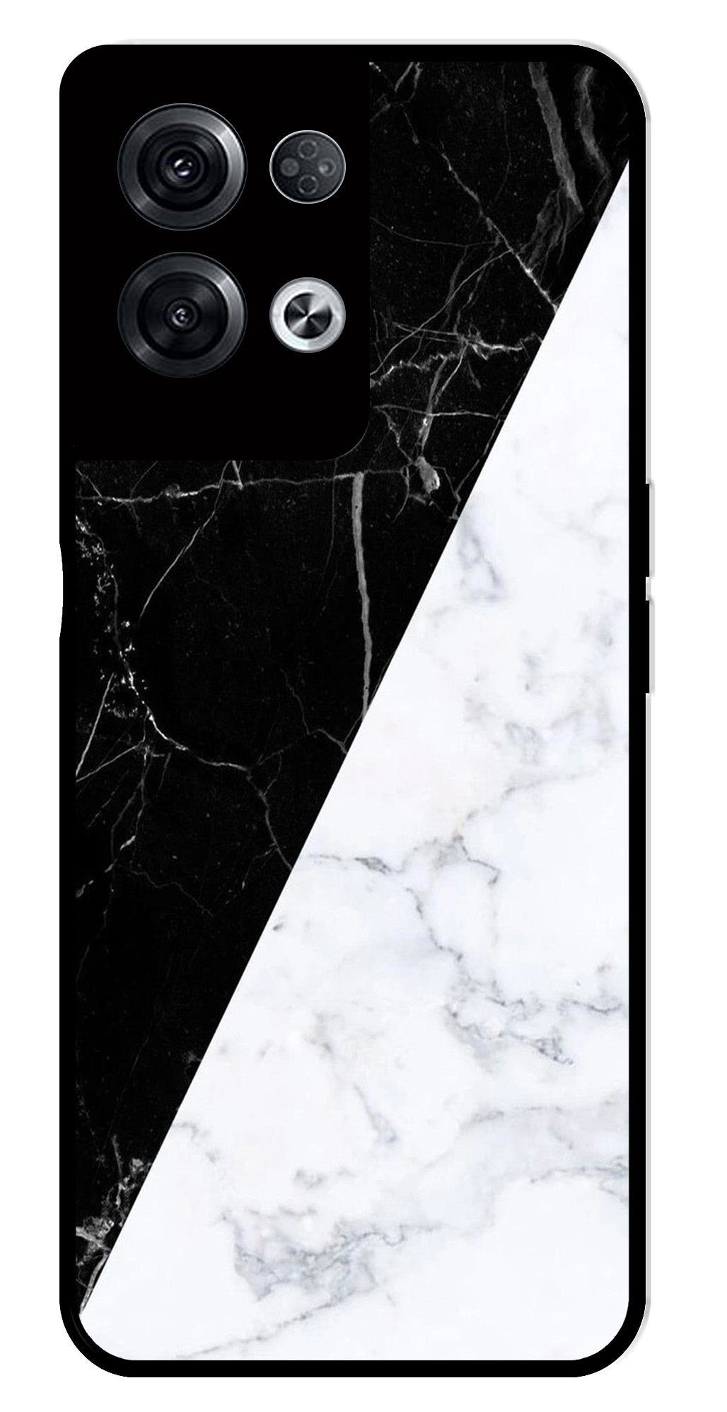 Black White Marble Design Metal Mobile Case for Oppo Reno 8 Pro 5G   (Design No -09)