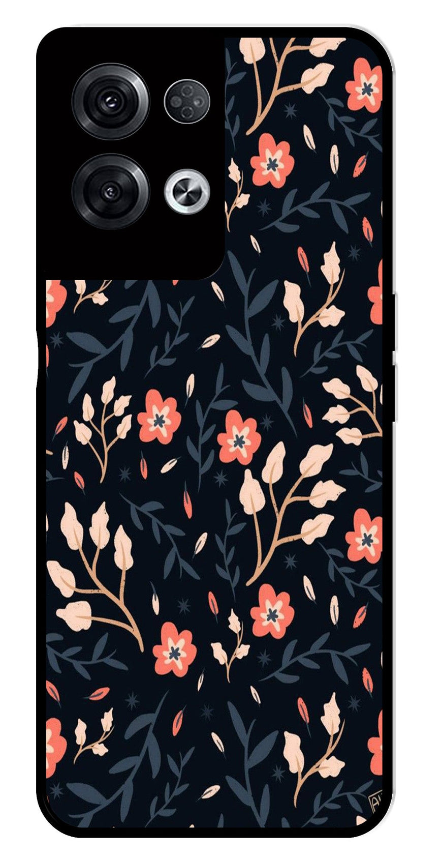 Floral Pattern Metal Mobile Case for Oppo Reno 8 Pro 5G   (Design No -10)