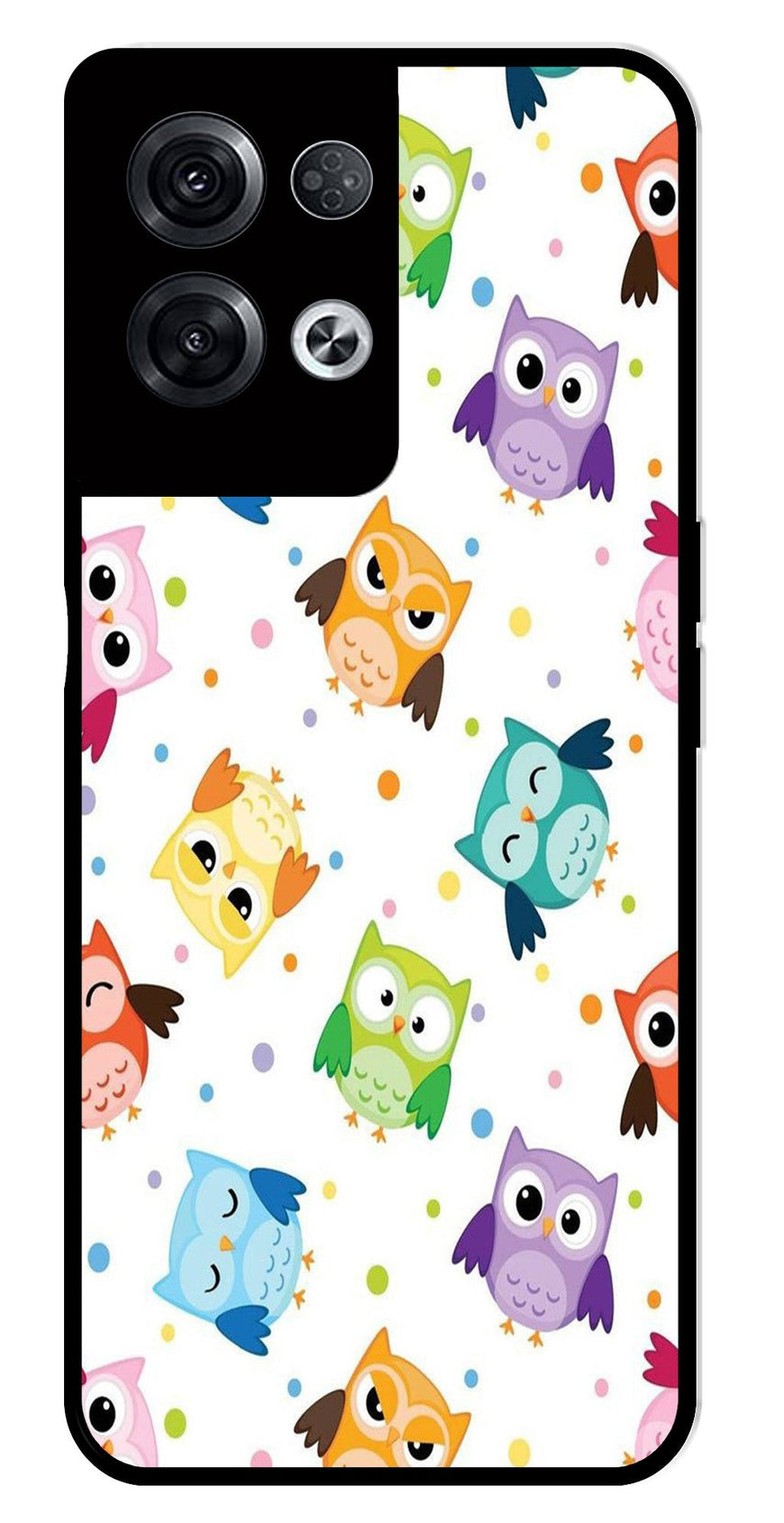 Owls Pattern Metal Mobile Case for Oppo Reno 8 Pro 5G   (Design No -20)