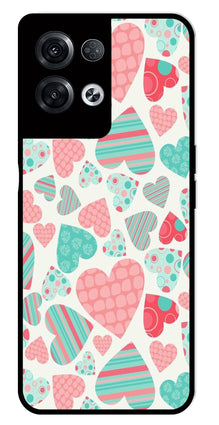 Hearts Pattern Metal Mobile Case for Oppo Reno 8 Pro 5G