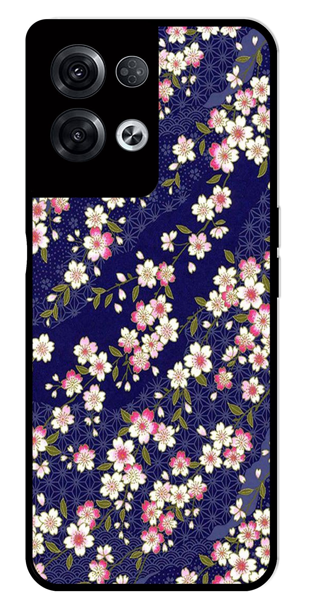 Flower Design Metal Mobile Case for Oppo Reno 8 Pro 5G   (Design No -25)