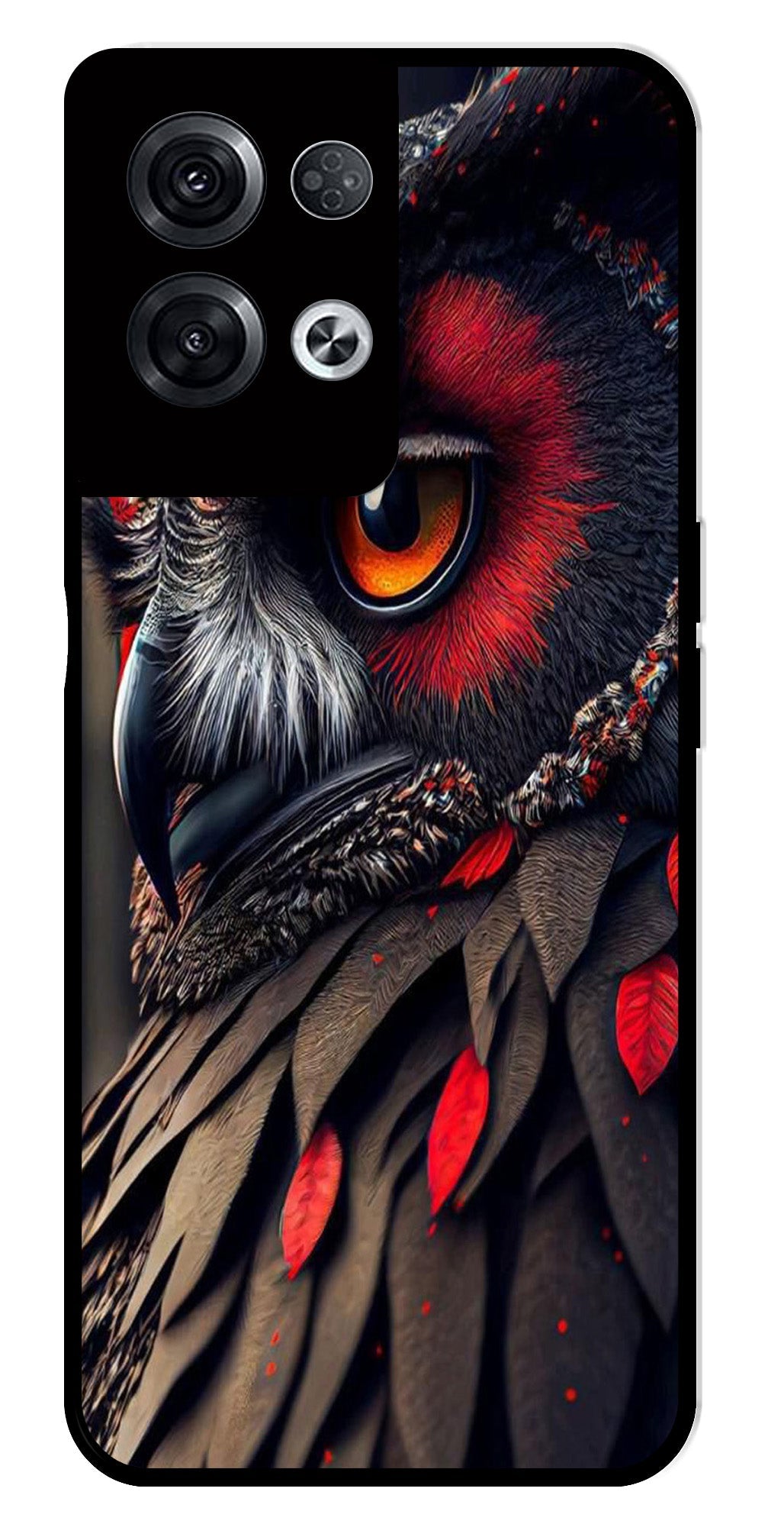 Owl Design Metal Mobile Case for Oppo Reno 8 Pro 5G   (Design No -26)