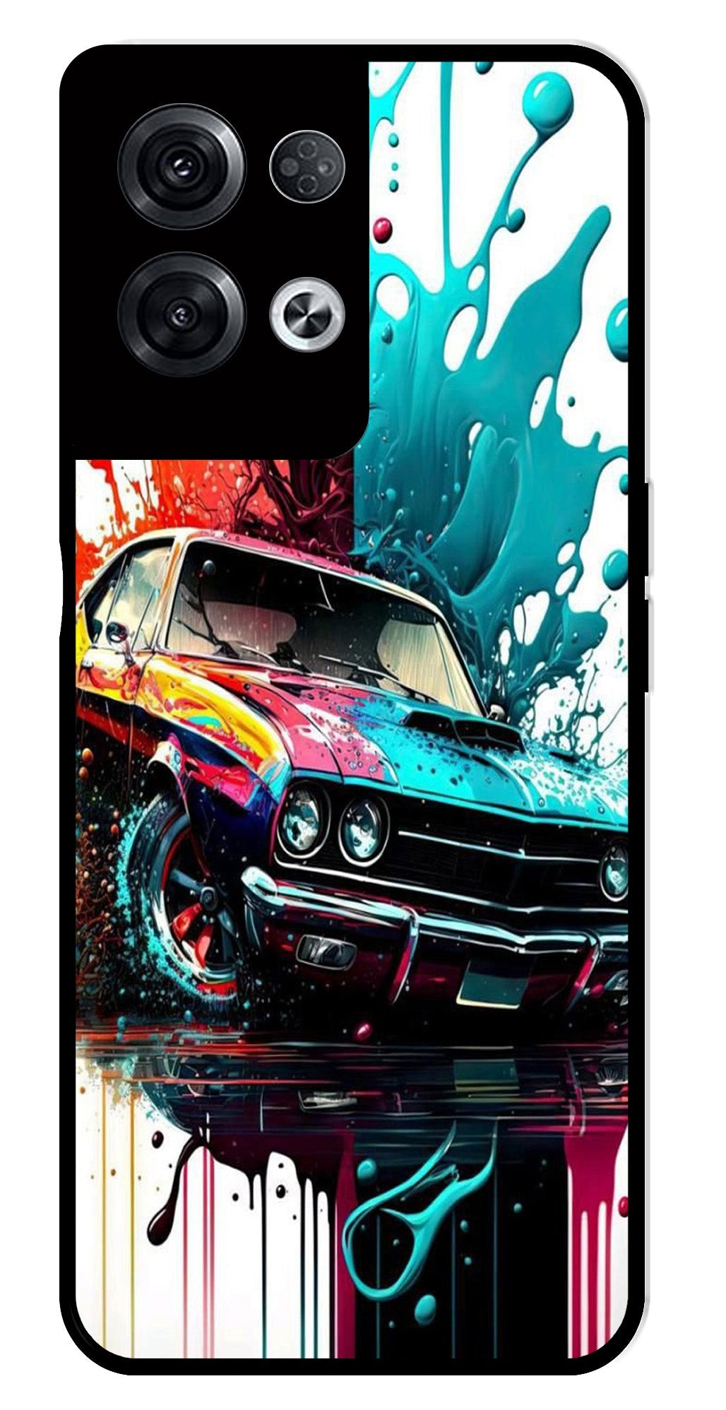 Vintage Car Metal Mobile Case for Oppo Reno 8 Pro 5G   (Design No -29)