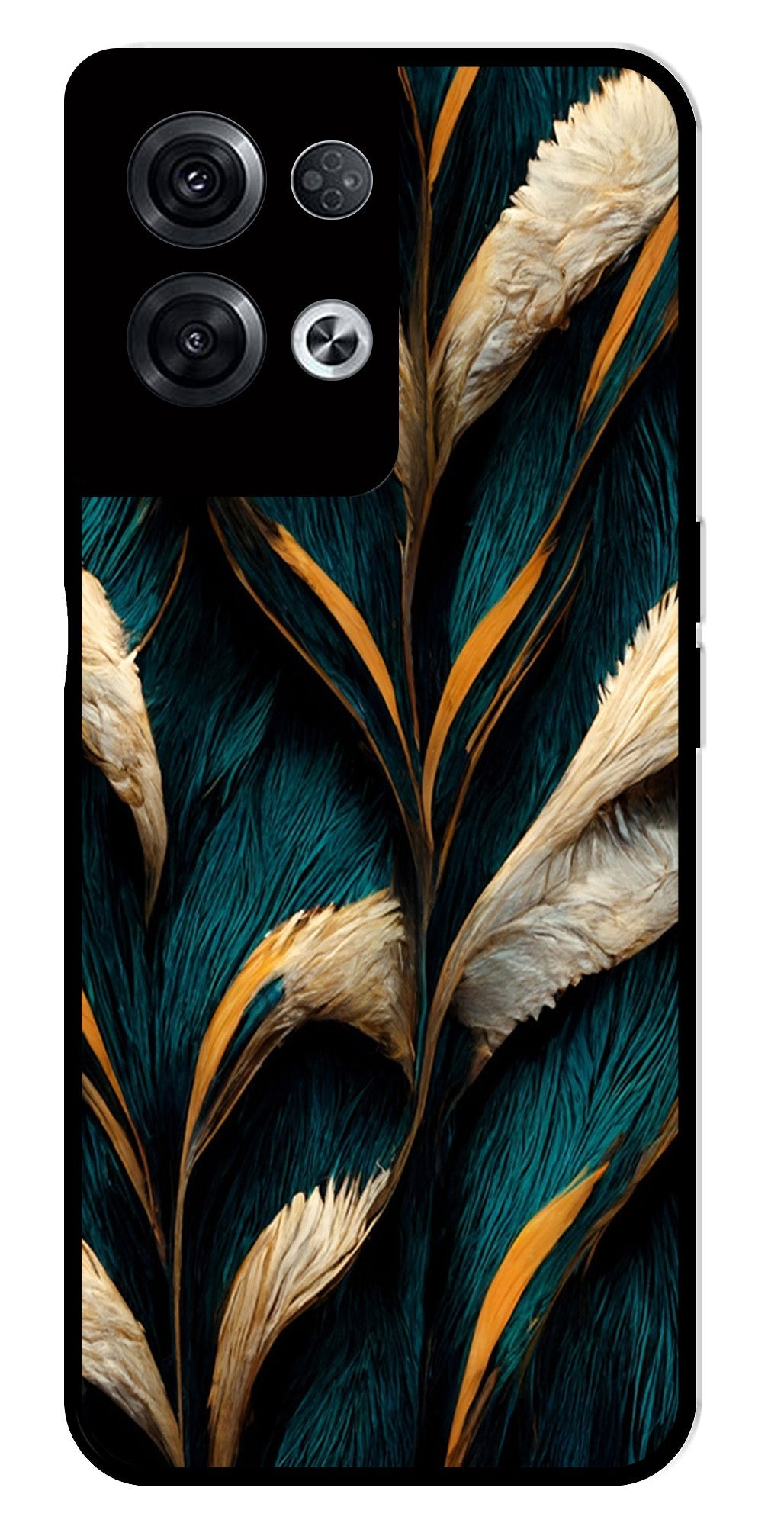 Feathers Metal Mobile Case for Oppo Reno 8 Pro 5G   (Design No -30)