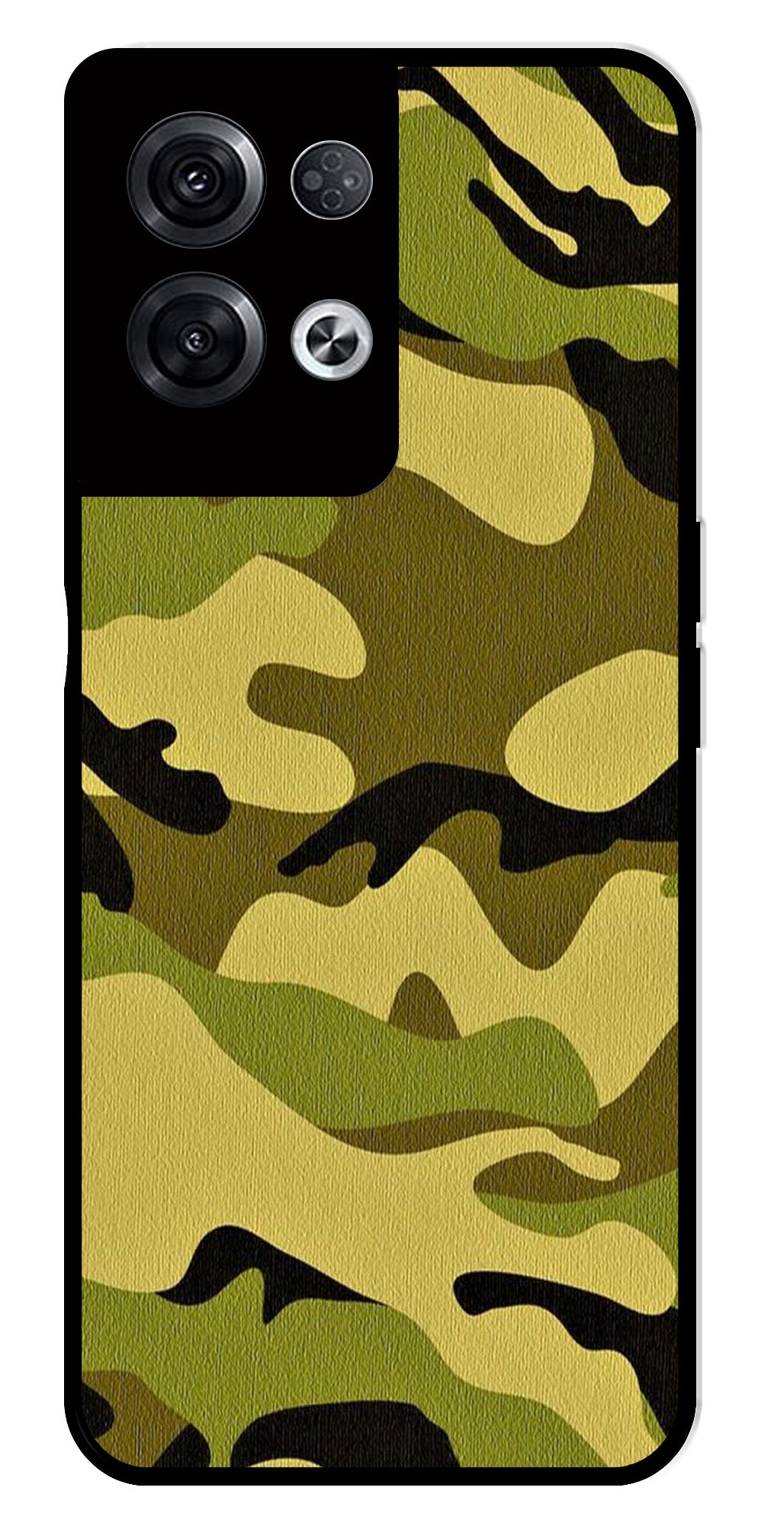 Army Pattern Metal Mobile Case for Oppo Reno 8 Pro 5G   (Design No -35)