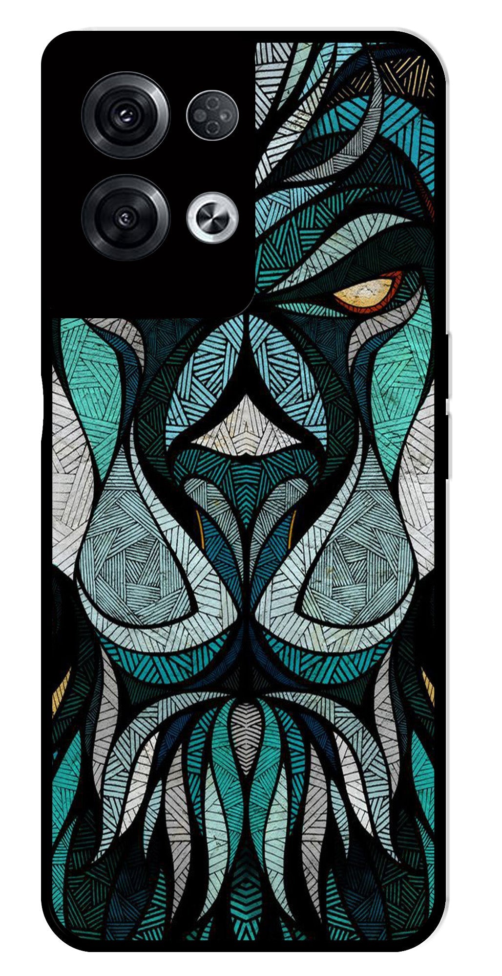 Lion Pattern Metal Mobile Case for Oppo Reno 8 Pro 5G   (Design No -40)