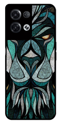 Lion Pattern Metal Mobile Case for Oppo Reno 8 Pro 5G